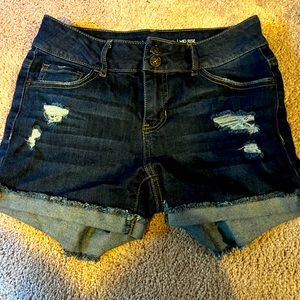 Blue jean shorts frayed, size 5,  worn once.